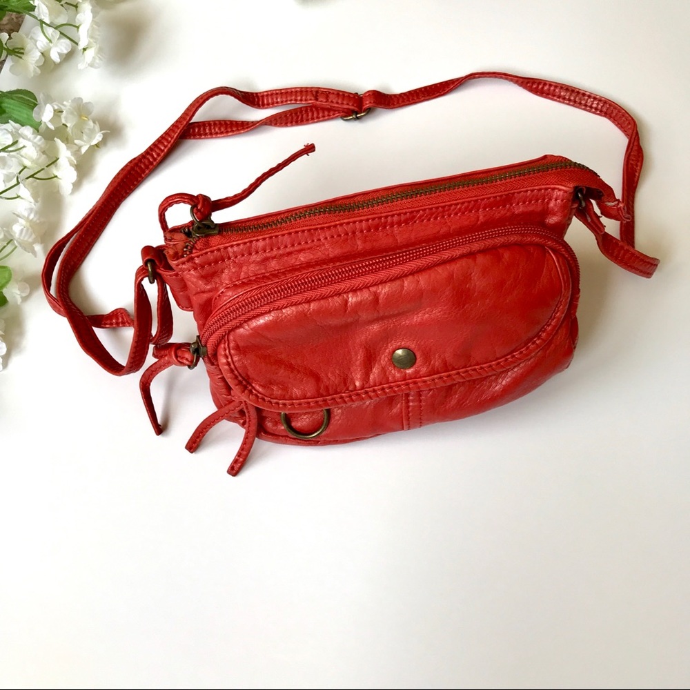 Distressed Burnt Orange Multipocket Crossbody Bag - image 2